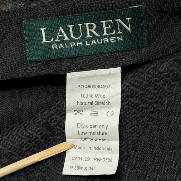 Lauren Ralph Lauren Mens Suit 48L Blazer Navy Blue Windowpane Wool 38x34 Pants - Picture 11 of 16